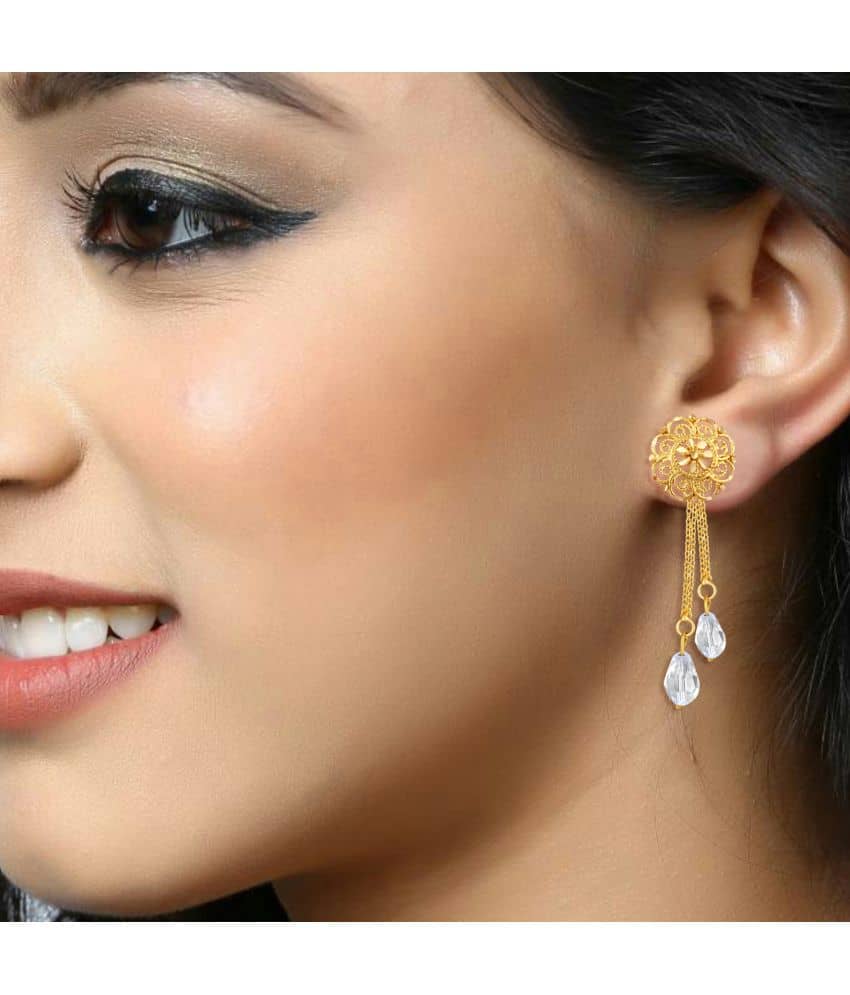 VIVASTRI Golden Drop Earrings ( Pack of 2 ) - Earrings | Buy online on ZillyBuy
