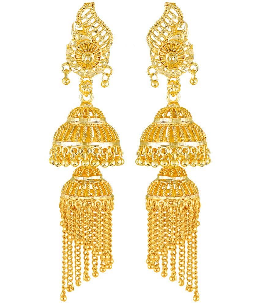 VIVASTRI Golden Jhumki Earrings ( Pack of 1 ) - Earrings | Buy online on ZillyBuy