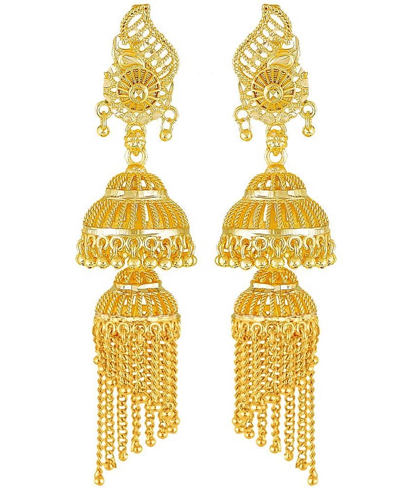 VIVASTRI Golden Jhumki Earrings ( Pack of 1 ) - Earrings | Buy online on ZillyBuy