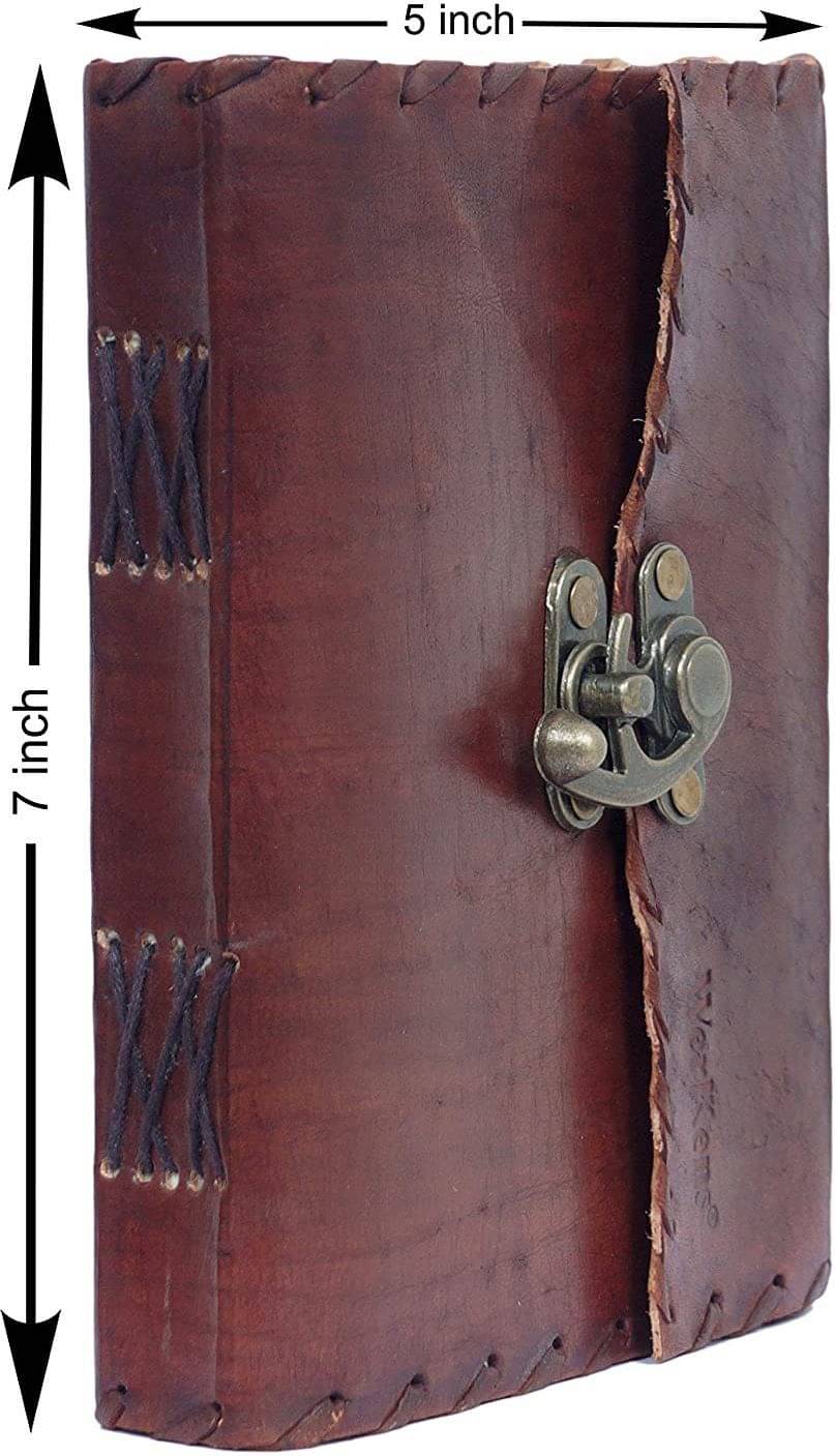 Vintage Leather Diary with Lock A5 Journal Unruled 200 Pages (Brown) Vintage Leather Diary with Lock A5 Journal Unruled 200 Pages (Brown)