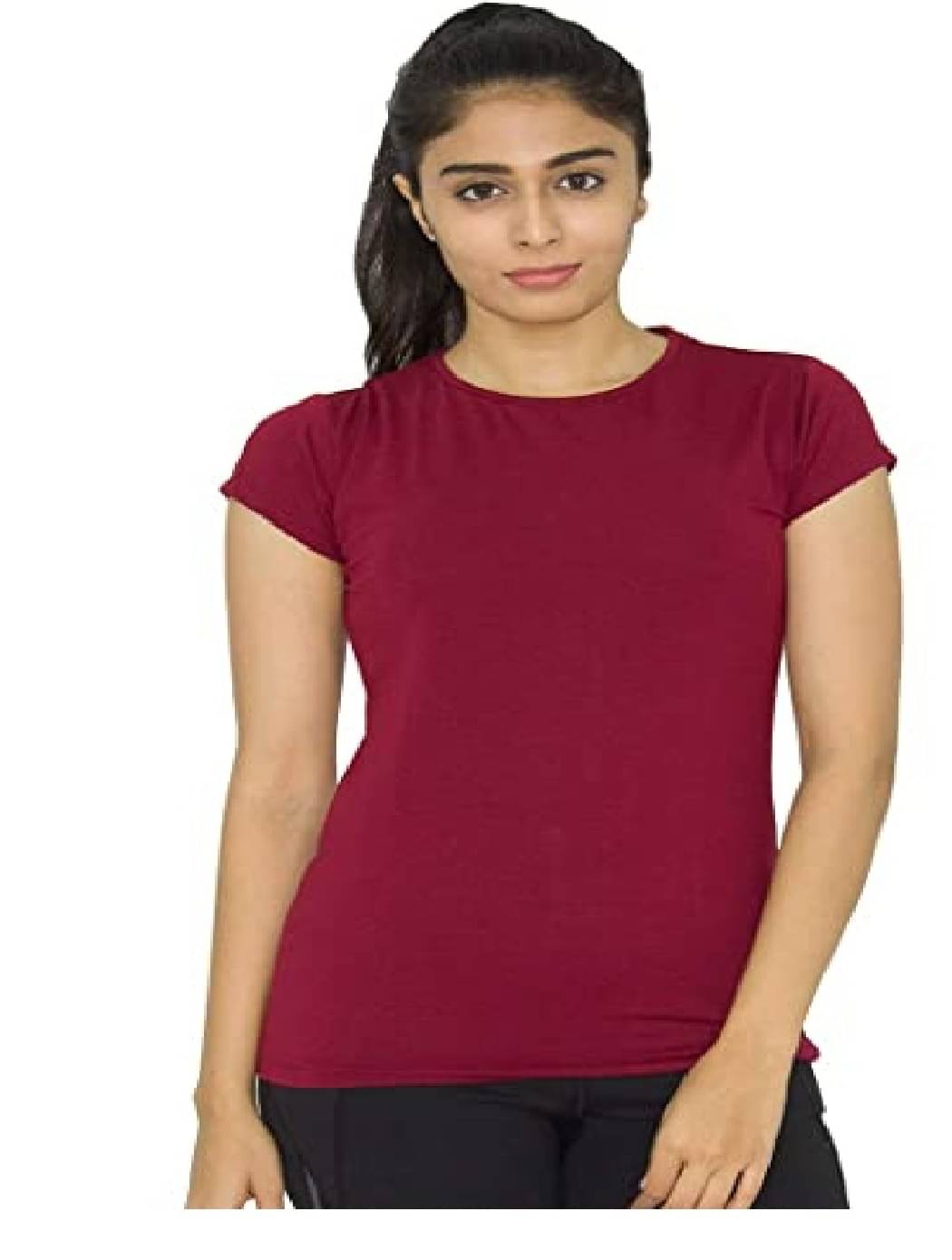     			croon Maroon Cotton Blend Tees - Single