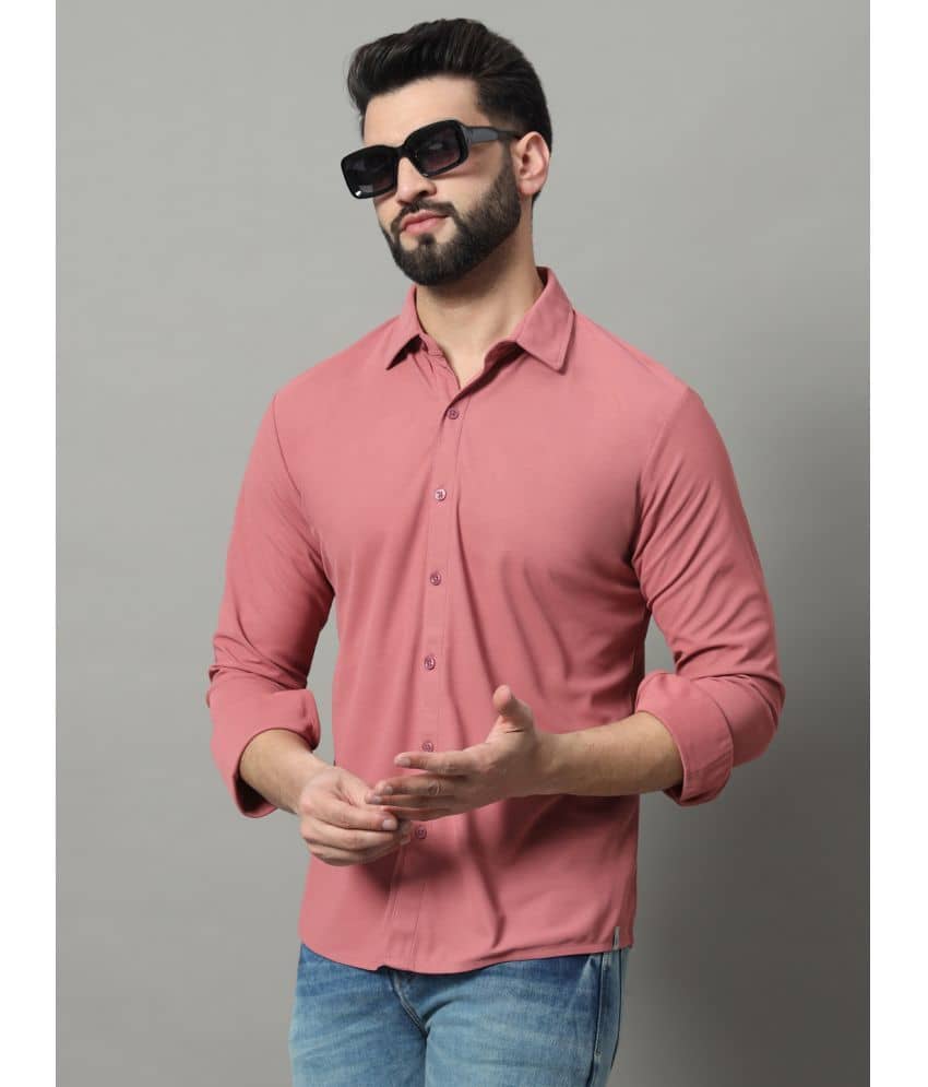 renuovo Polyester Regular Fit Solids Full Sleeves Men's Casual Shirt - Pink ( Pack of 1 )