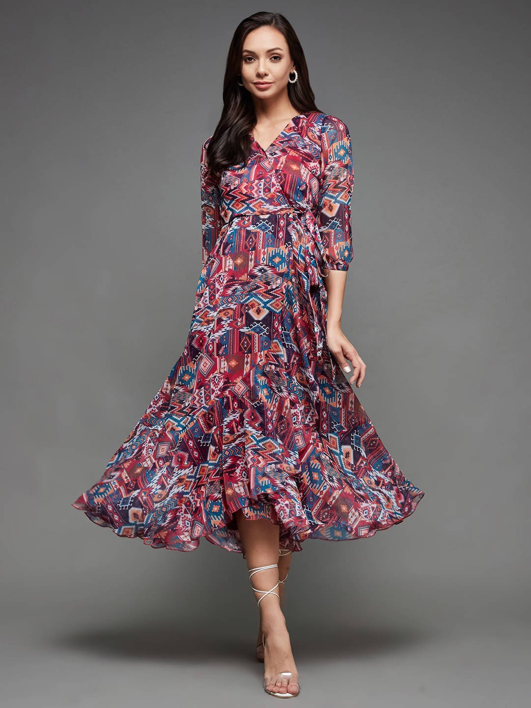 Miss Chase Women Chiffon Printed Fit & Flare Dress ( Multi Color ) Miss Chase Women Chiffon Printed Fit & Flare Dress ( Multi Color )