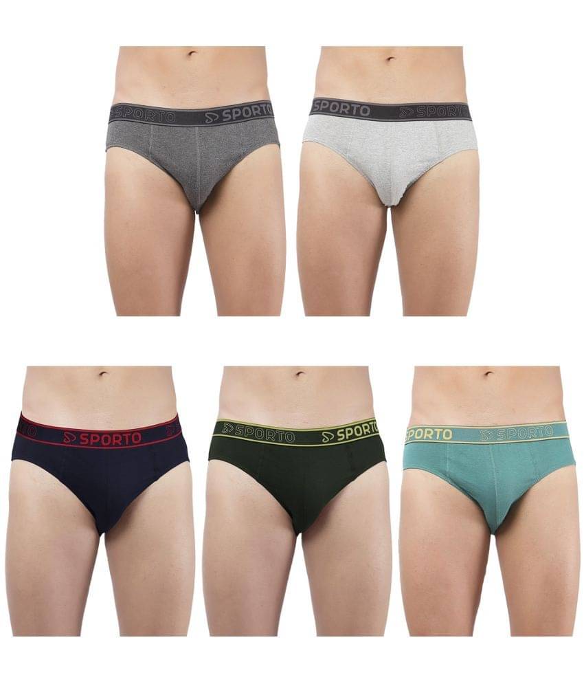 SPORTO Multicolor Cotton Men's Briefs ( Pack of 5 )     			SPORTO Multicolor Cotton Men's Briefs ( Pack of 5 )