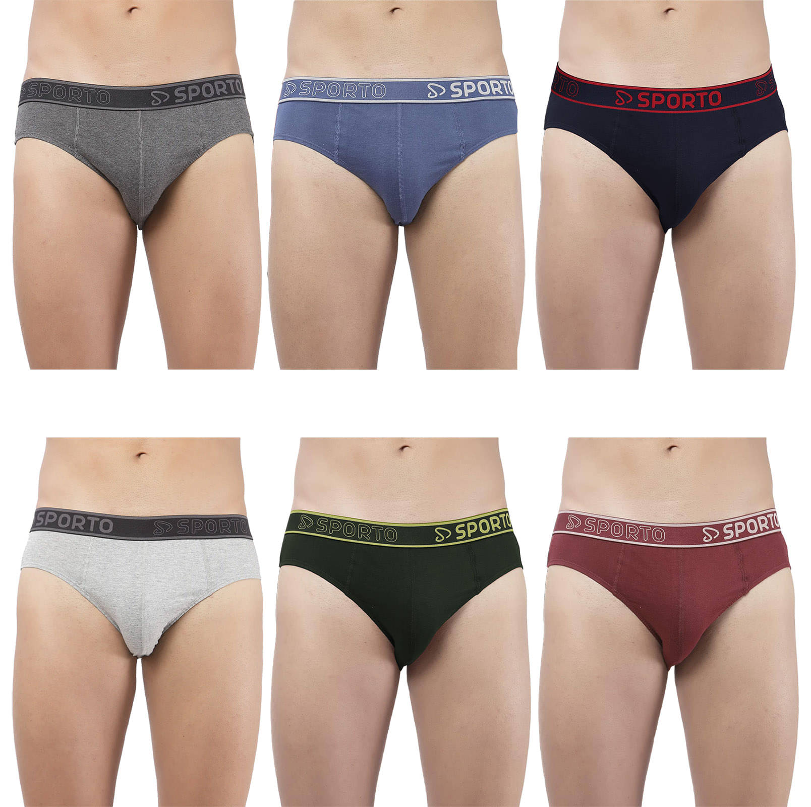SPORTO Multicolor Cotton Men's Briefs ( Pack of 6 ) SPORTO Multicolor Cotton Men's Briefs ( Pack of 6 )