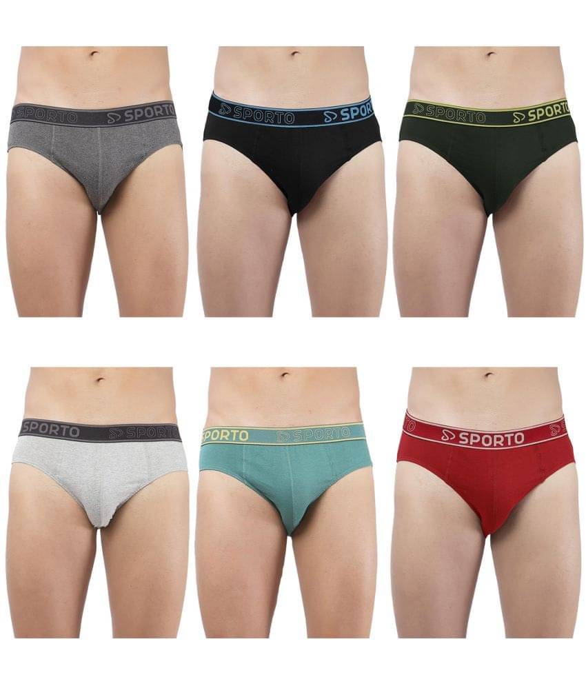 SPORTO Multicolor Cotton Men's Briefs ( Pack of 6 )     			SPORTO Multicolor Cotton Men's Briefs ( Pack of 6 )