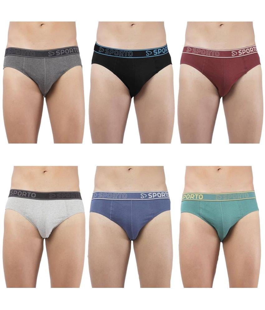     			SPORTO Multicolor Cotton Men's Briefs ( Pack of 6 )
