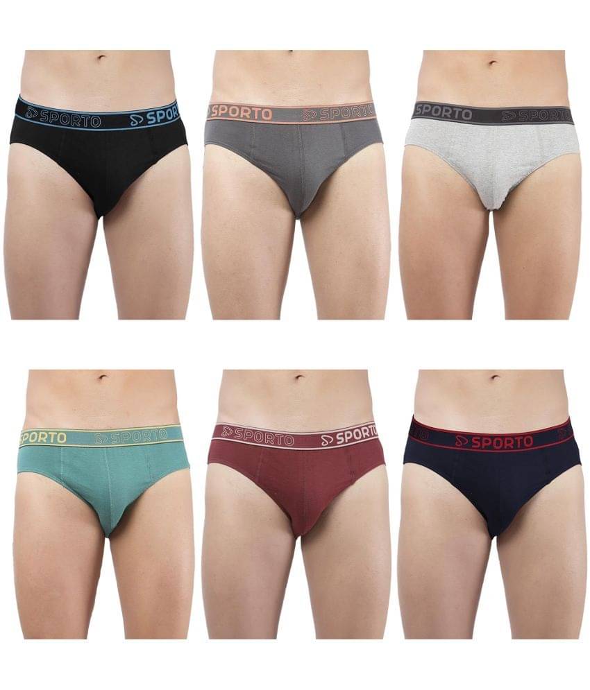 SPORTO Multicolor Cotton Men's Briefs ( Pack of 6 )     			SPORTO Multicolor Cotton Men's Briefs ( Pack of 6 )