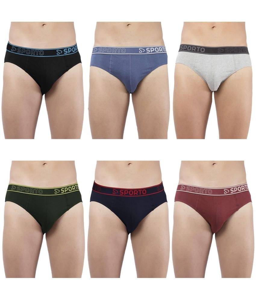     			SPORTO Multicolor Cotton Men's Briefs ( Pack of 6 )