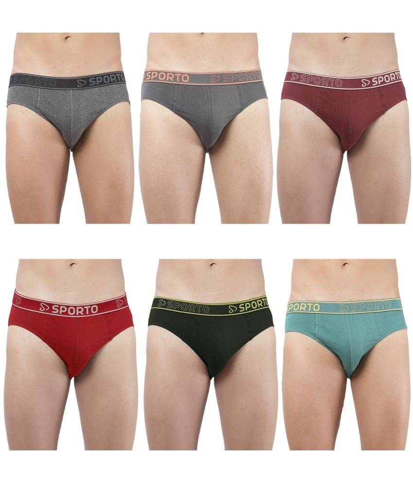 SPORTO Multicolor Cotton Men's Briefs ( Pack of 6 ) SPORTO Multicolor Cotton Men's Briefs ( Pack of 6 )