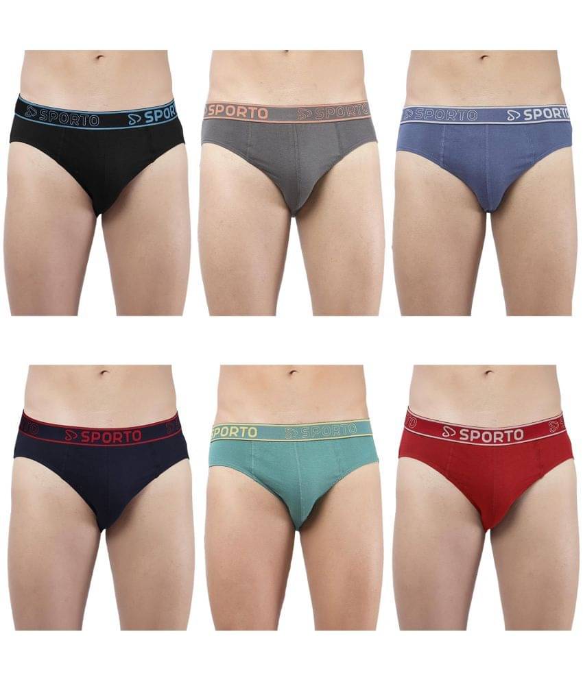 SPORTO Multicolor Cotton Men's Briefs ( Pack of 6 )     			SPORTO Multicolor Cotton Men's Briefs ( Pack of 6 )