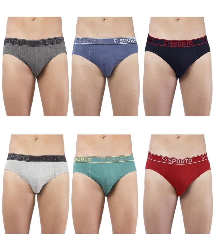 SPORTO Multicolor Cotton Men's Briefs ( Pack of 6 ) SPORTO Multicolor Cotton Men's Briefs ( Pack of 6 )
