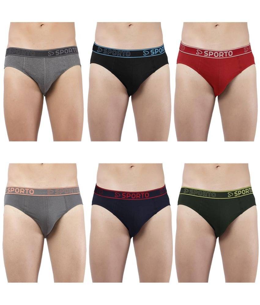 SPORTO Multicolor Cotton Men's Briefs ( Pack of 6 ) SPORTO Multicolor Cotton Men's Briefs ( Pack of 6 )