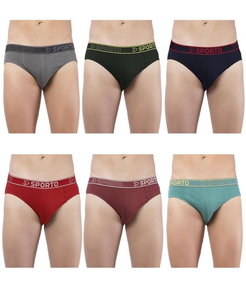 SPORTO Multicolor Cotton Men's Briefs ( Pack of 6 ) SPORTO Multicolor Cotton Men's Briefs ( Pack of 6 )