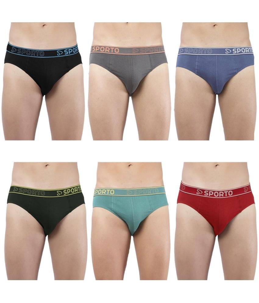 SPORTO Multicolor Cotton Men's Briefs ( Pack of 6 ) SPORTO Multicolor Cotton Men's Briefs ( Pack of 6 )