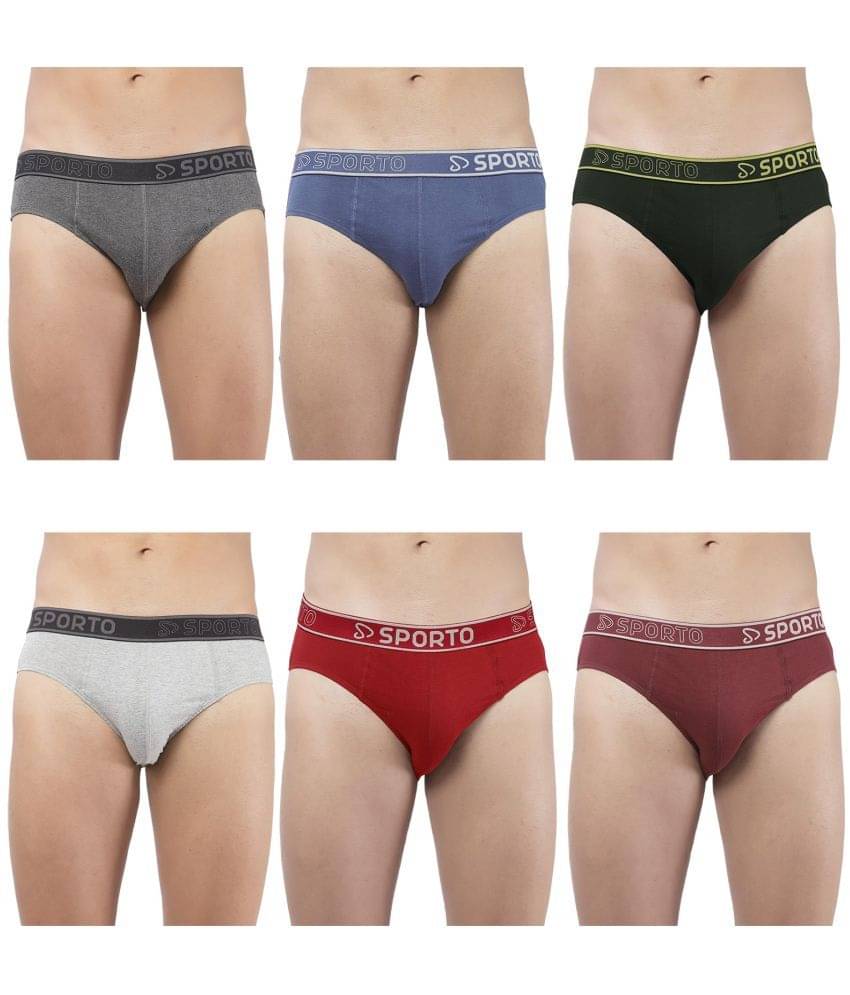 SPORTO Multicolor Cotton Men's Briefs ( Pack of 6 ) SPORTO Multicolor Cotton Men's Briefs ( Pack of 6 )