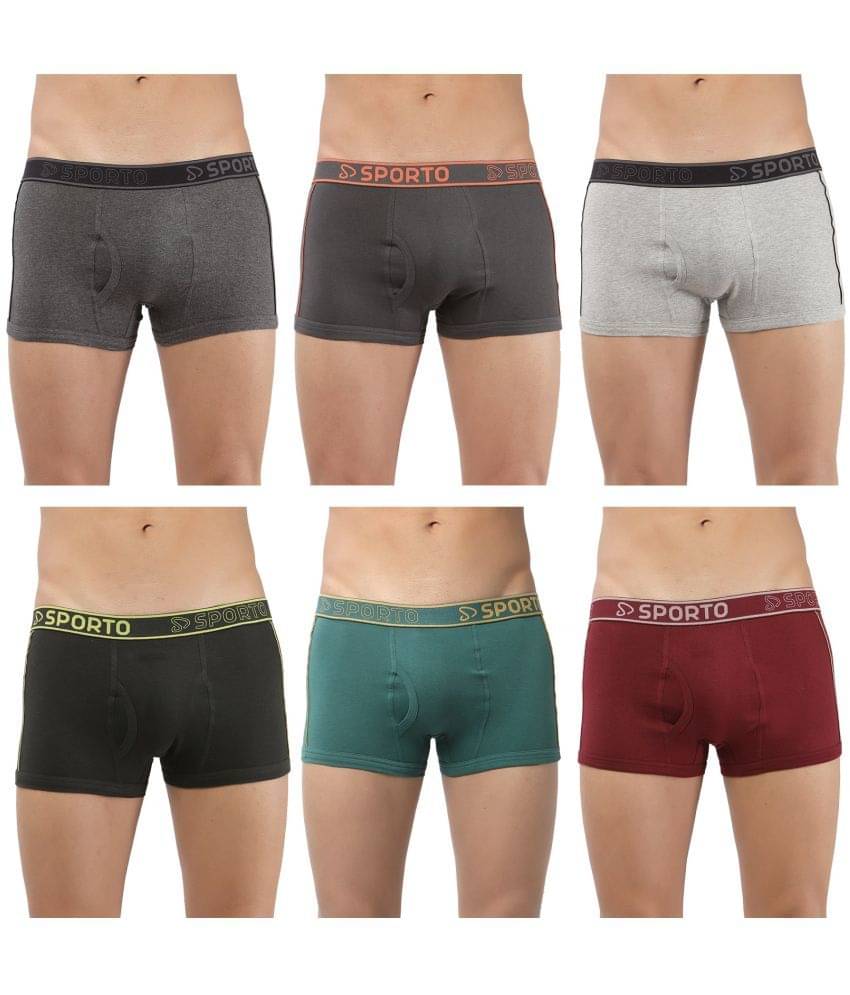     			SPORTO Multicolor Cotton Men's Trunks ( Pack of 6 )