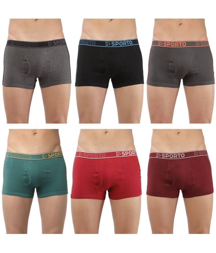     			SPORTO Multicolor Cotton Men's Trunks ( Pack of 6 )
