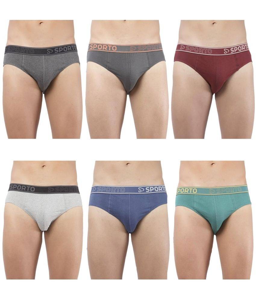 SPORTO Multicolor Cotton Men's Briefs ( Pack of 6 ) SPORTO Multicolor Cotton Men's Briefs ( Pack of 6 )