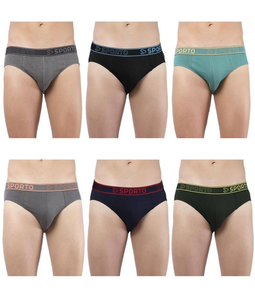     			SPORTO Multicolor Cotton Men's Briefs ( Pack of 6 )