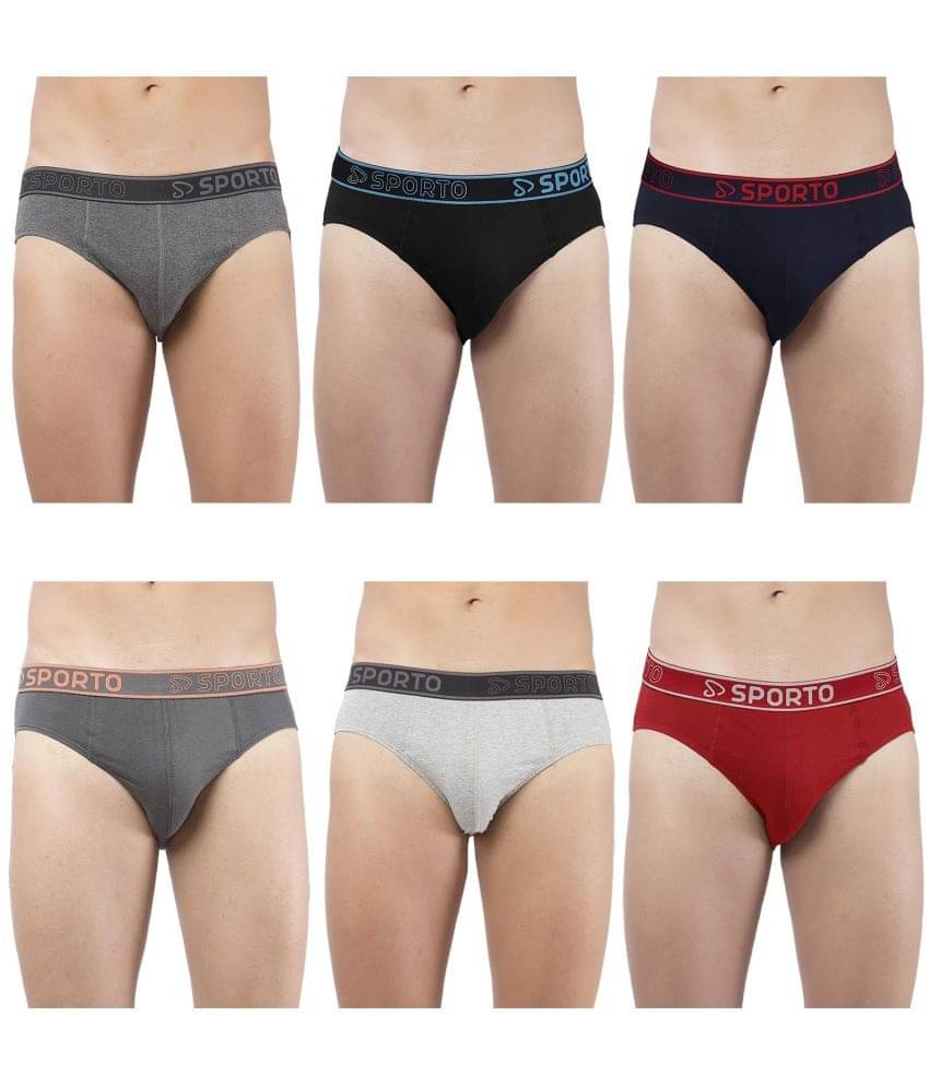     			SPORTO Multicolor Cotton Men's Briefs ( Pack of 6 )