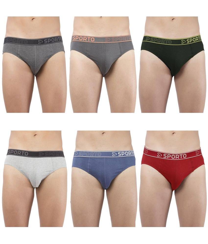 SPORTO Multicolor Cotton Men's Briefs ( Pack of 6 ) SPORTO Multicolor Cotton Men's Briefs ( Pack of 6 )