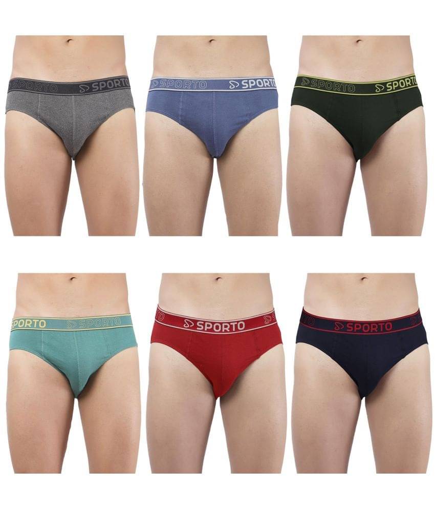 SPORTO Multicolor Cotton Men's Briefs ( Pack of 6 )     			SPORTO Multicolor Cotton Men's Briefs ( Pack of 6 )