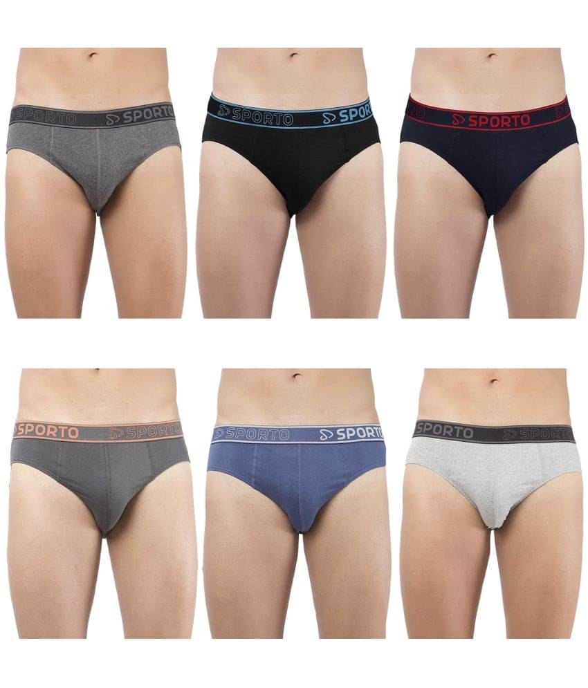 SPORTO Multicolor Cotton Men's Briefs ( Pack of 6 )     			SPORTO Multicolor Cotton Men's Briefs ( Pack of 6 )