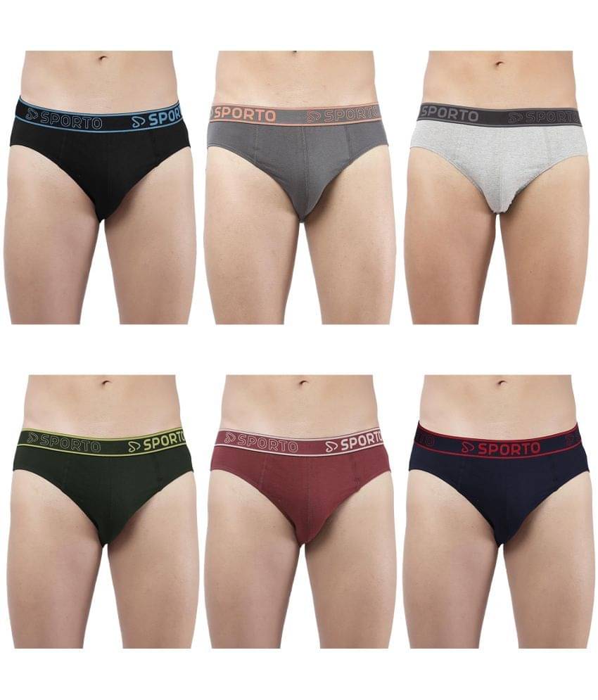     			SPORTO Multicolor Cotton Men's Briefs ( Pack of 6 )