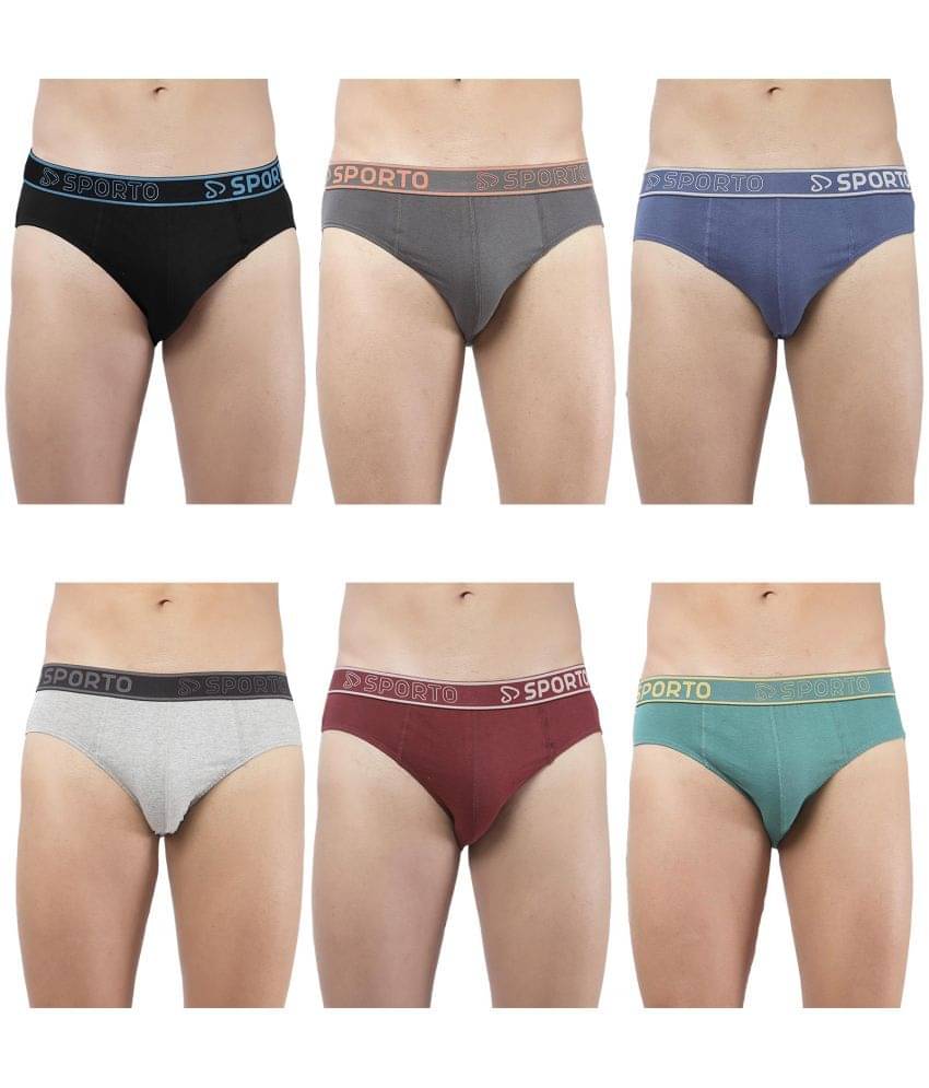 SPORTO Multicolor Cotton Men's Briefs ( Pack of 6 ) SPORTO Multicolor Cotton Men's Briefs ( Pack of 6 )