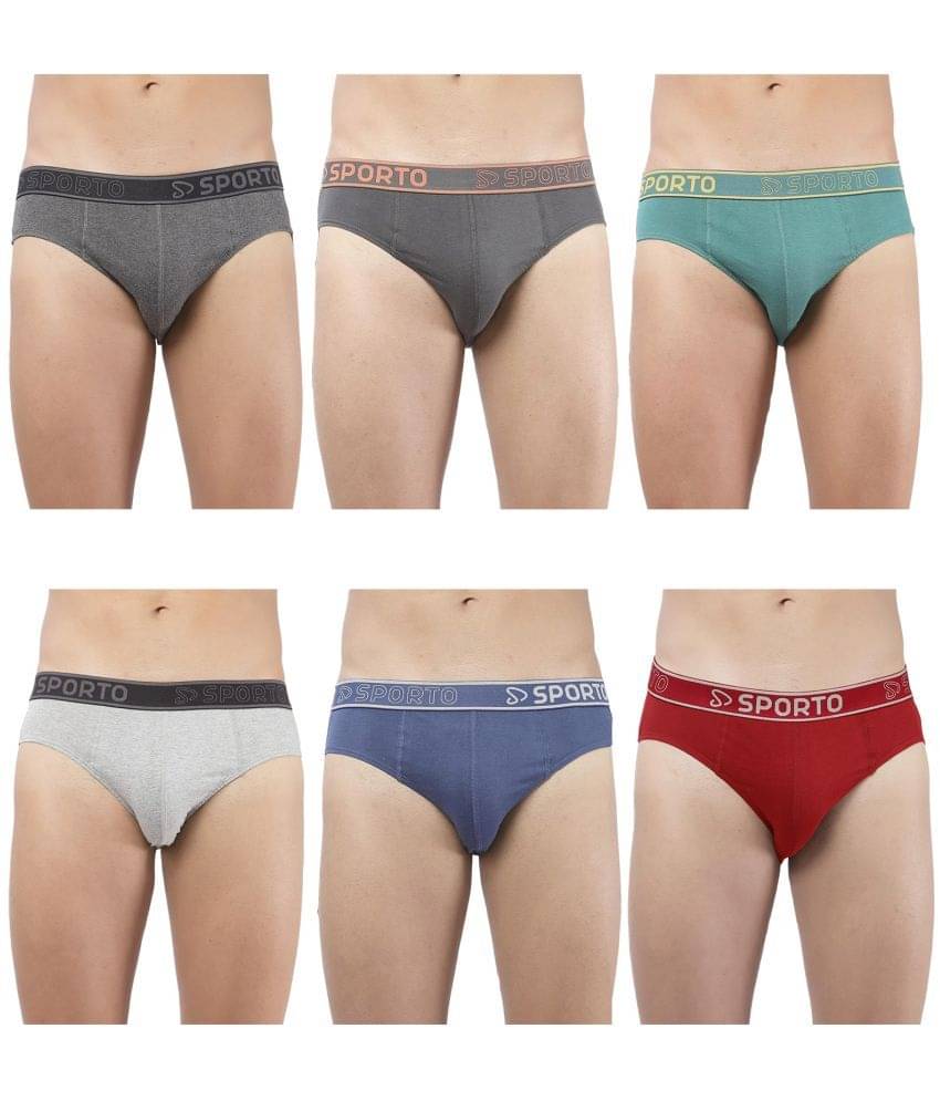 SPORTO Multicolor Cotton Men's Briefs ( Pack of 6 ) SPORTO Multicolor Cotton Men's Briefs ( Pack of 6 )