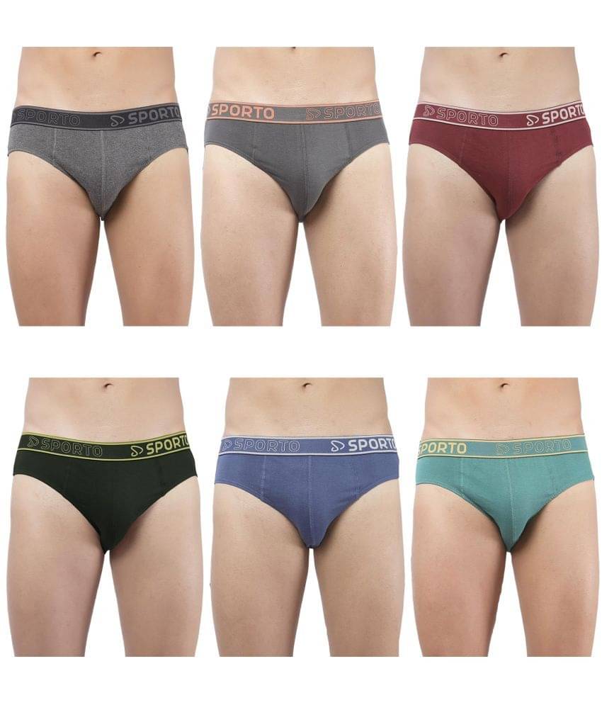 SPORTO Multicolor Cotton Men's Briefs ( Pack of 6 ) SPORTO Multicolor Cotton Men's Briefs ( Pack of 6 )