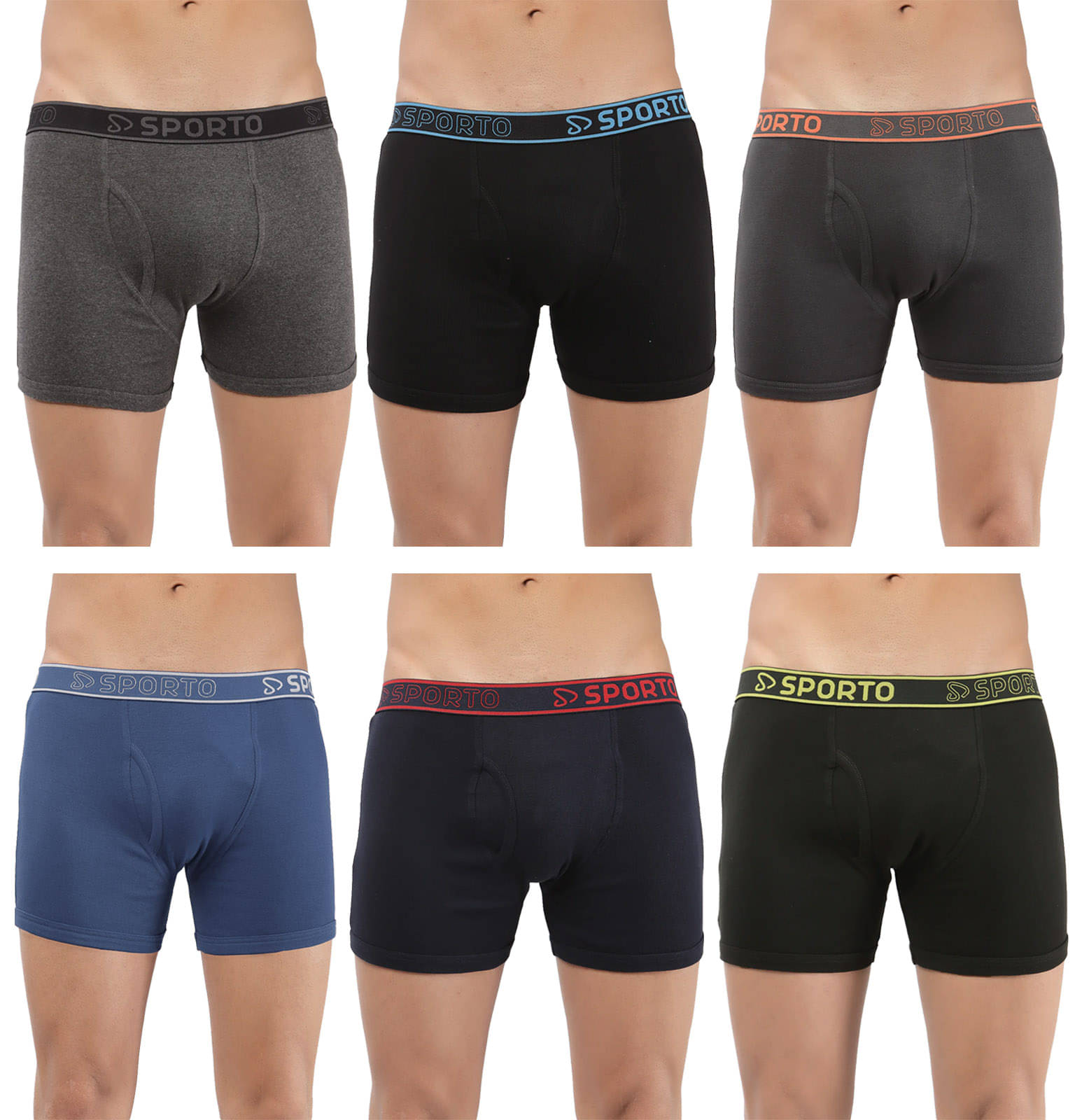     			SPORTO Multicolor Cotton Men's Trunks ( Pack of 6 )