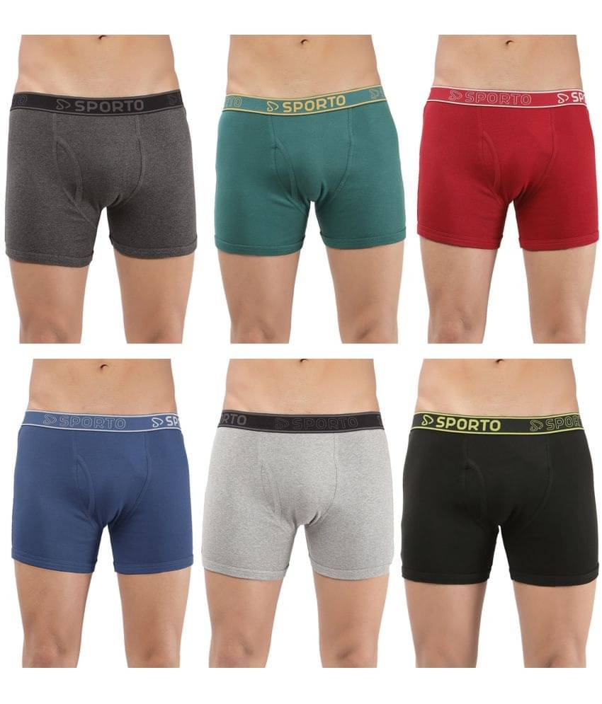 SPORTO Multicolor Cotton Men's Trunks ( Pack of 6 )     			SPORTO Multicolor Cotton Men's Trunks ( Pack of 6 )