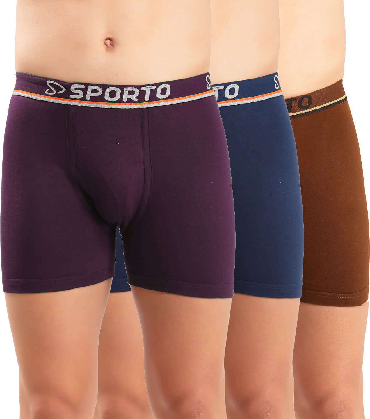 SPORTO Multicolor Cotton Men's Trunks ( Pack of 3 )