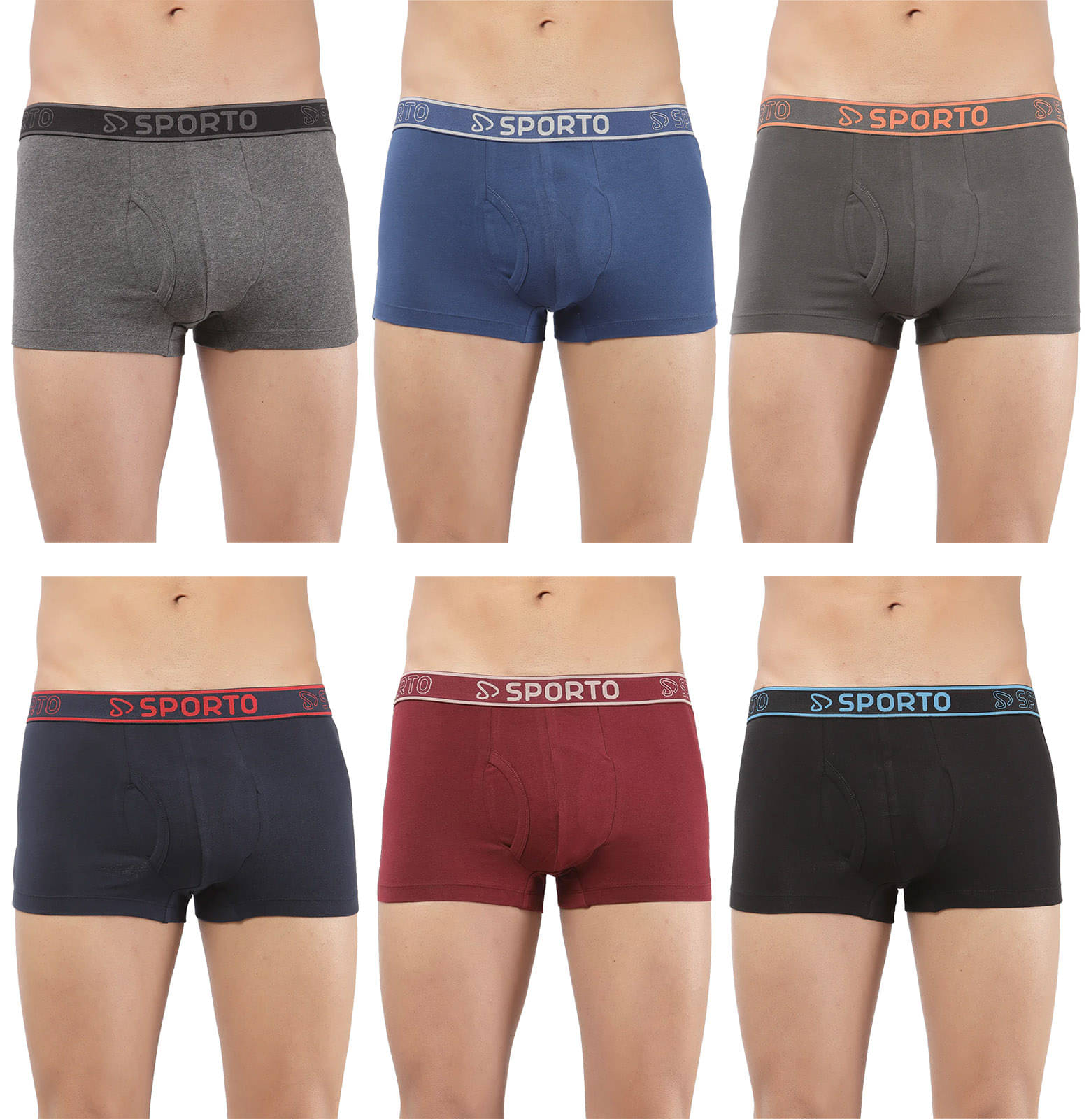 SPORTO Multicolor Cotton Men's Trunks ( Pack of 6 ) SPORTO Multicolor Cotton Men's Trunks ( Pack of 6 )