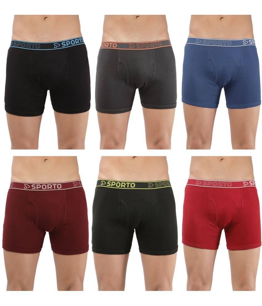 SPORTO Multicolor Cotton Men's Trunks ( Pack of 6 )     			SPORTO Multicolor Cotton Men's Trunks ( Pack of 6 )