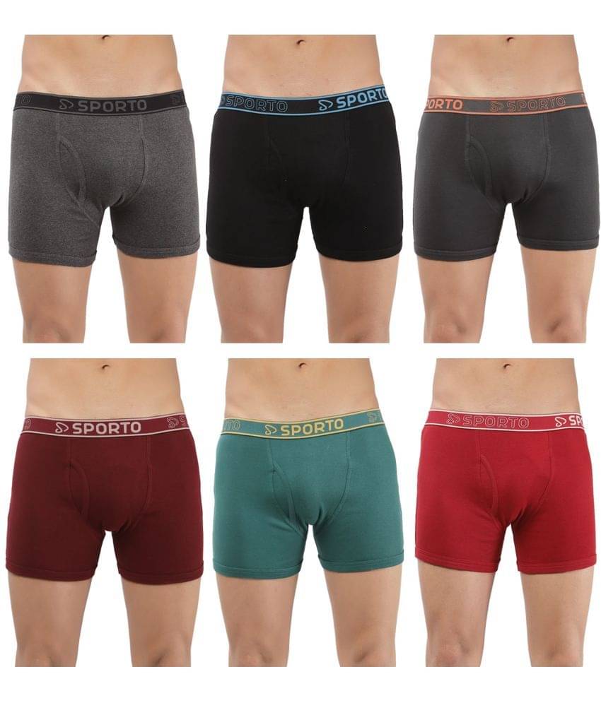 SPORTO Multicolor Cotton Men's Trunks ( Pack of 6 ) SPORTO Multicolor Cotton Men's Trunks ( Pack of 6 )