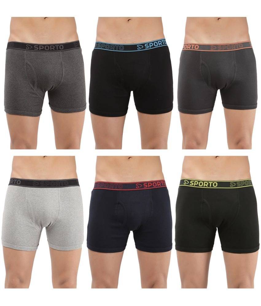 SPORTO Multicolor Cotton Men's Trunks ( Pack of 6 )     			SPORTO Multicolor Cotton Men's Trunks ( Pack of 6 )