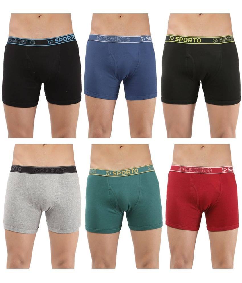 SPORTO Multicolor Cotton Men's Trunks ( Pack of 6 ) SPORTO Multicolor Cotton Men's Trunks ( Pack of 6 )
