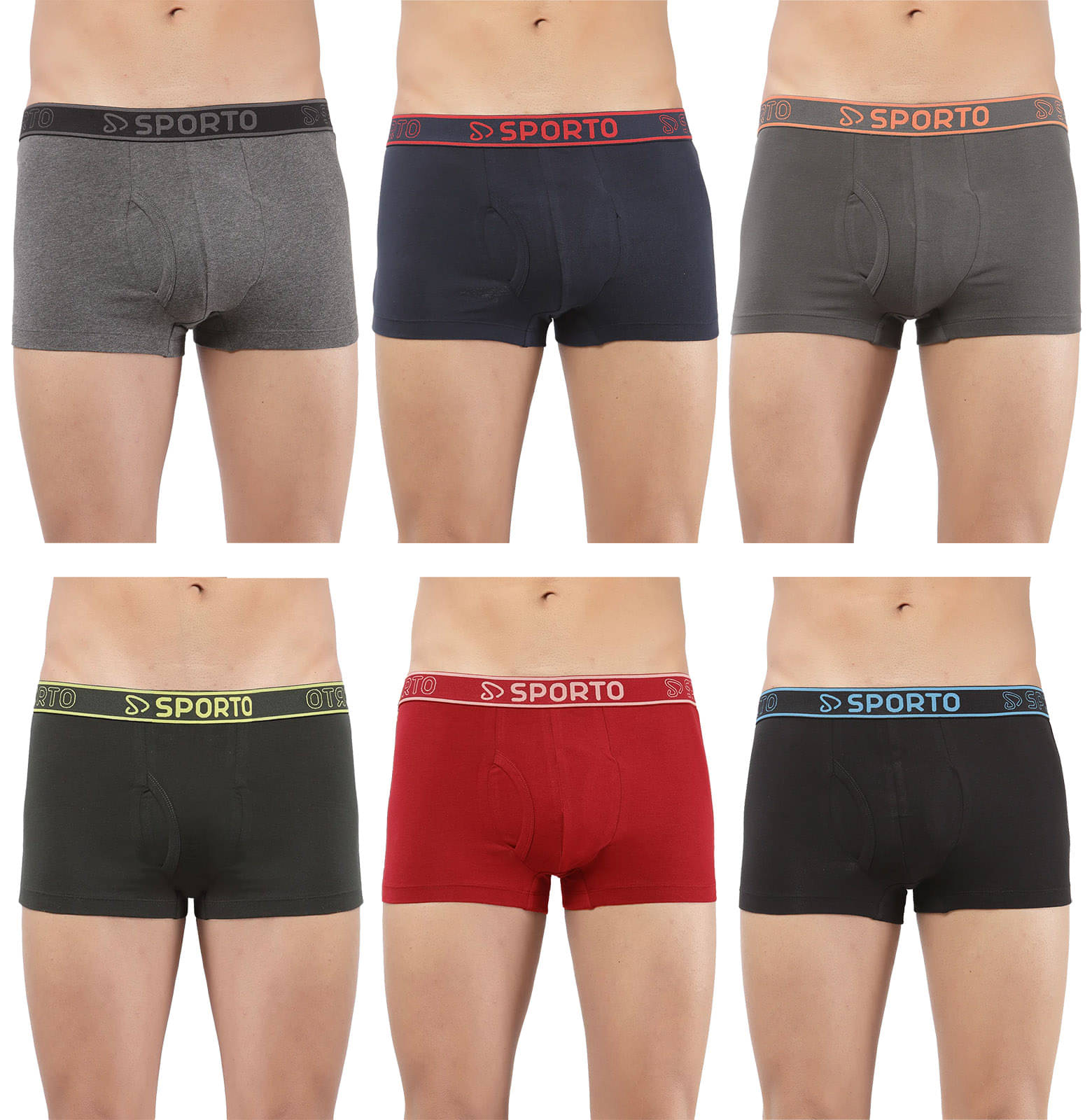     			SPORTO Multicolor Cotton Men's Trunks ( Pack of 6 )