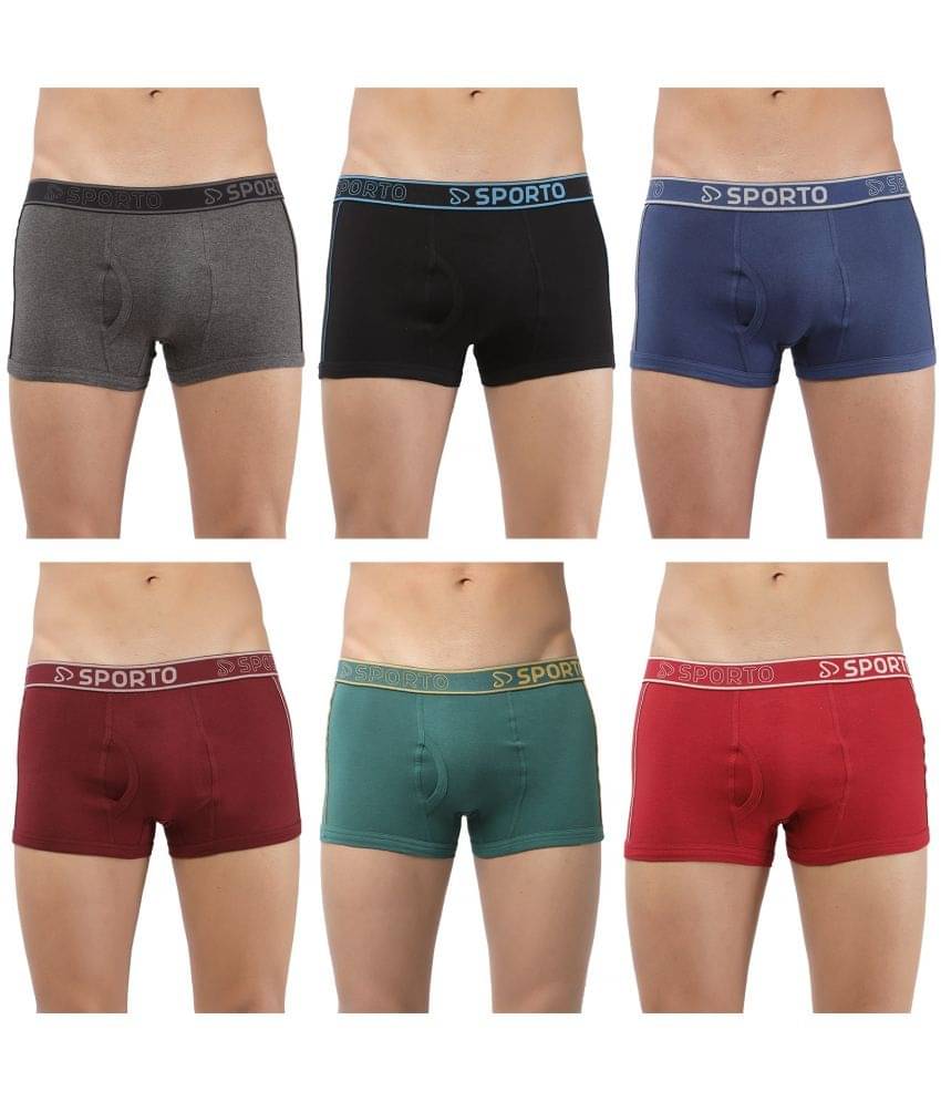 SPORTO Multicolor Cotton Men's Trunks ( Pack of 6 ) SPORTO Multicolor Cotton Men's Trunks ( Pack of 6 )