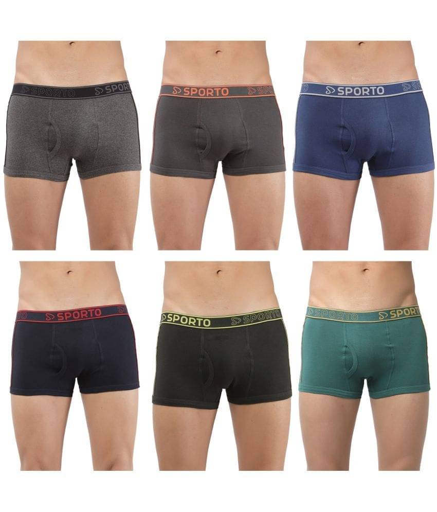 SPORTO Multicolor Cotton Men's Trunks ( Pack of 6 )     			SPORTO Multicolor Cotton Men's Trunks ( Pack of 6 )