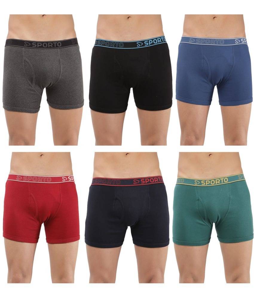 SPORTO Multicolor Cotton Men's Trunks ( Pack of 6 )     			SPORTO Multicolor Cotton Men's Trunks ( Pack of 6 )