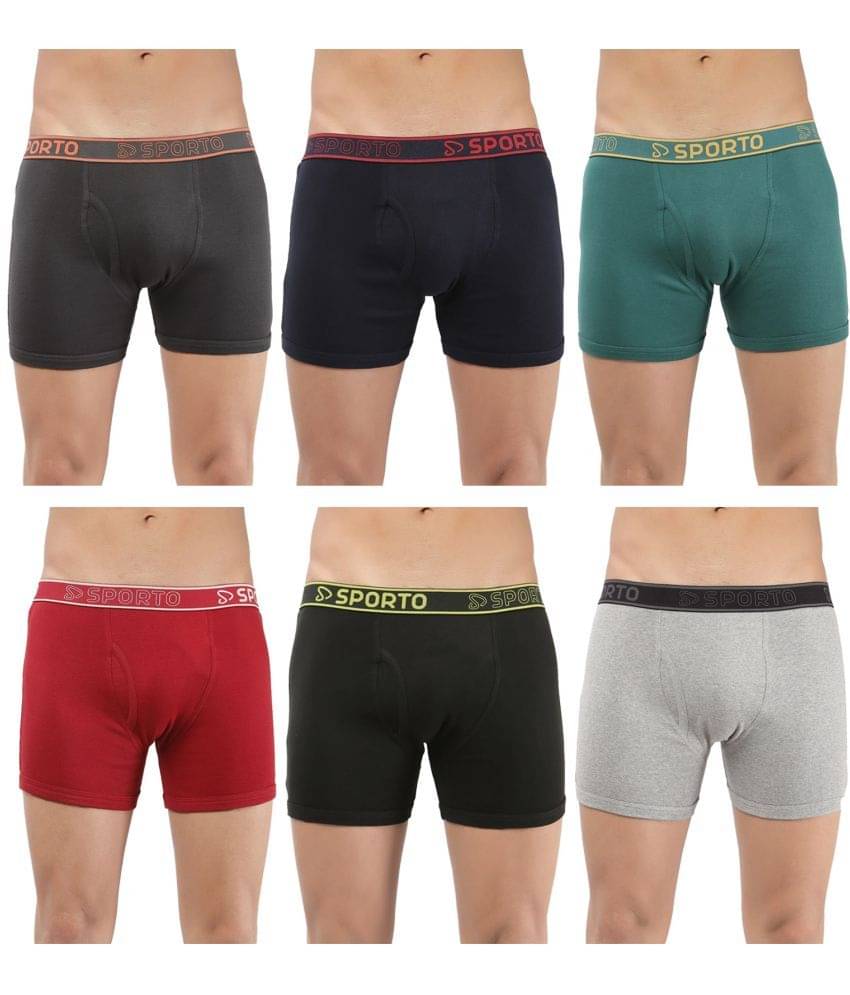     			SPORTO Multicolor Cotton Men's Trunks ( Pack of 6 )