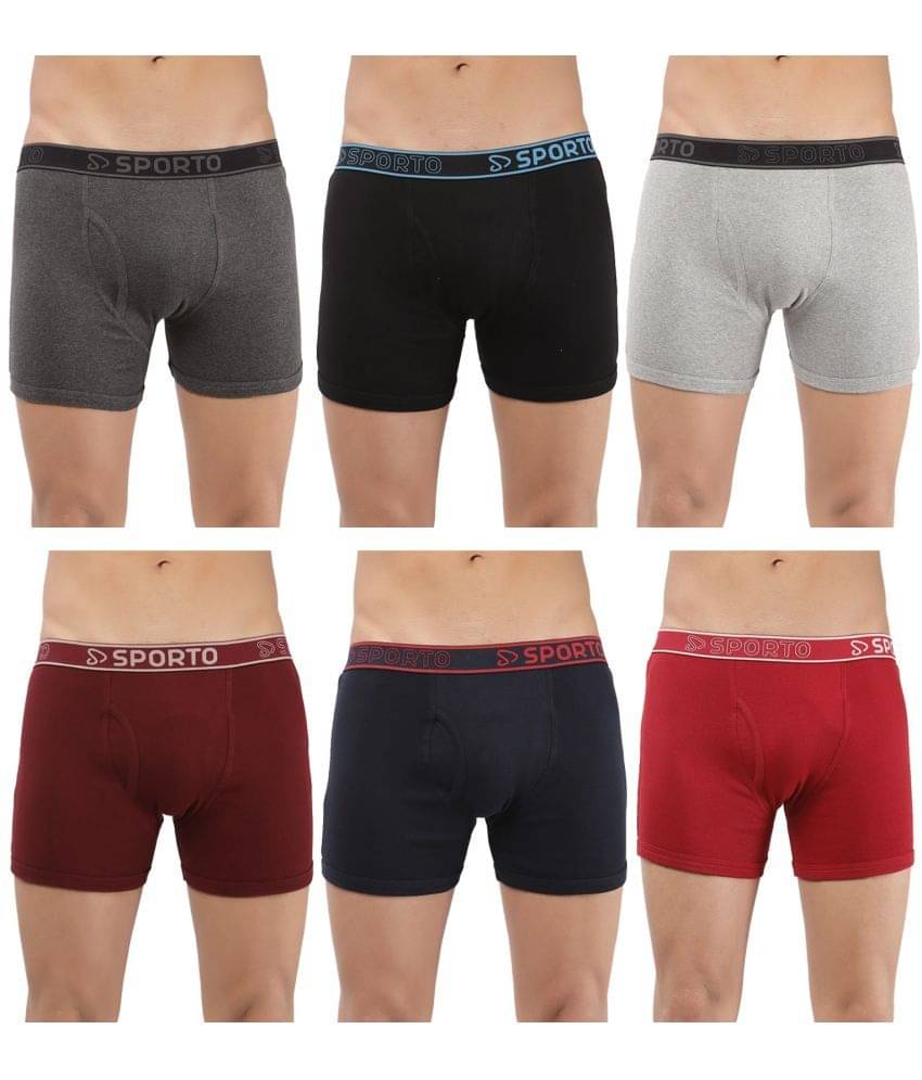 SPORTO Multicolor Cotton Men's Trunks ( Pack of 6 )     			SPORTO Multicolor Cotton Men's Trunks ( Pack of 6 )
