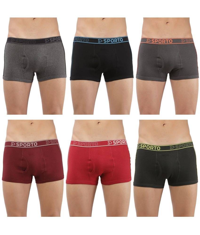 SPORTO Multicolor Cotton Men's Trunks ( Pack of 6 )     			SPORTO Multicolor Cotton Men's Trunks ( Pack of 6 )