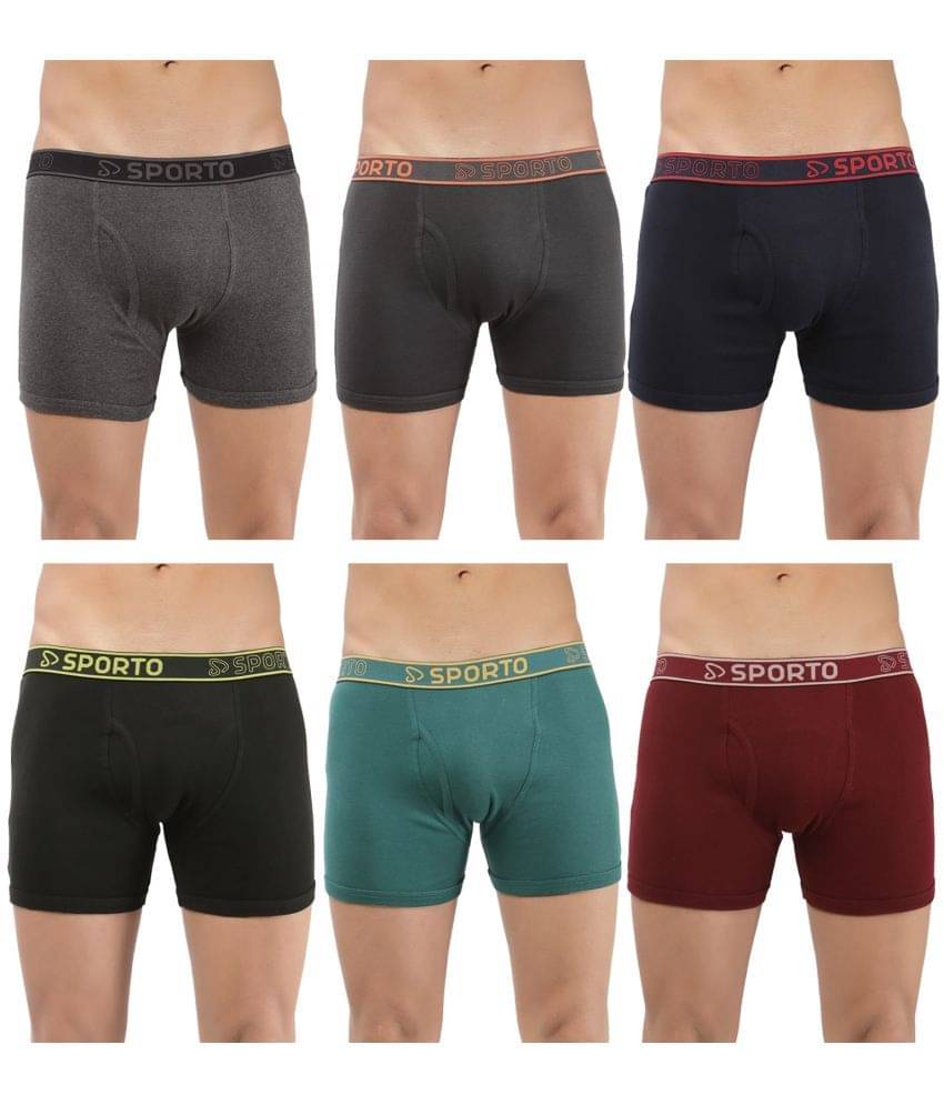 SPORTO Multicolor Cotton Men's Trunks ( Pack of 6 )     			SPORTO Multicolor Cotton Men's Trunks ( Pack of 6 )