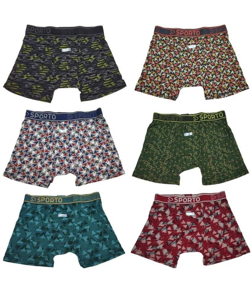 SPORTO Multicolor Cotton Men's Trunks ( Pack of 6 )     			SPORTO Multicolor Cotton Men's Trunks ( Pack of 6 )
