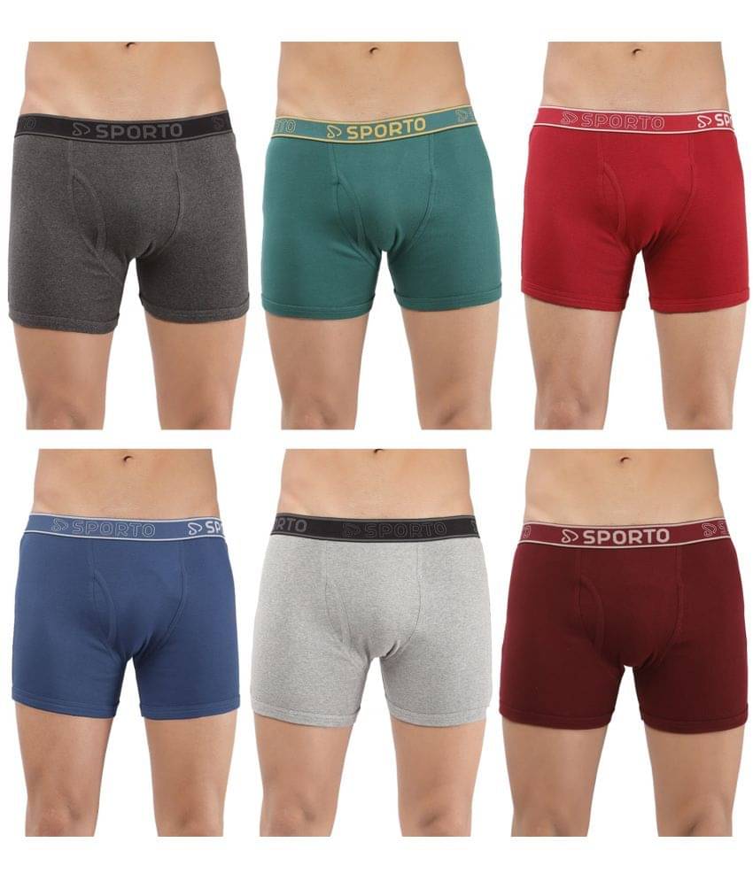     			SPORTO Multicolor Cotton Men's Trunks ( Pack of 6 )